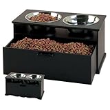 Pet Goods Dynasty Double Diner Raised Feeding Station with 3 Quart Bowls