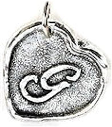 Wax Insignia Brass Silver Plated Wax Seal Charm Heart Pendant Initial "G"