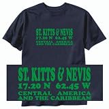 T-SHIRT NAVY BLUE  LONG - LAT ST. KITTS & NEVIS 