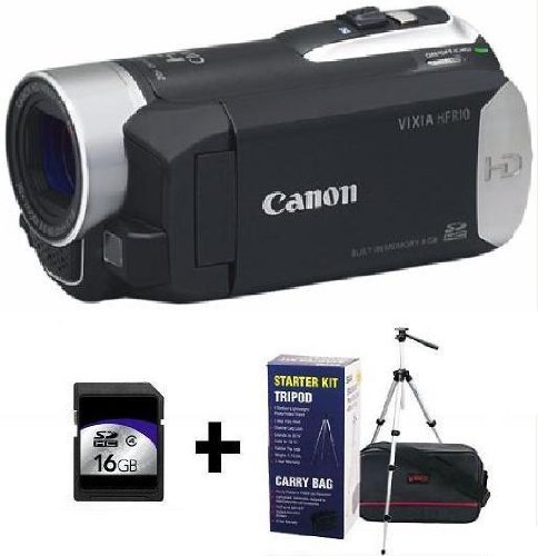 Canon VIXIA HF R10 Dual Flash Memory Camcorder, 16 GB SDHC Memory Card & Digital Starter Kit Bundle