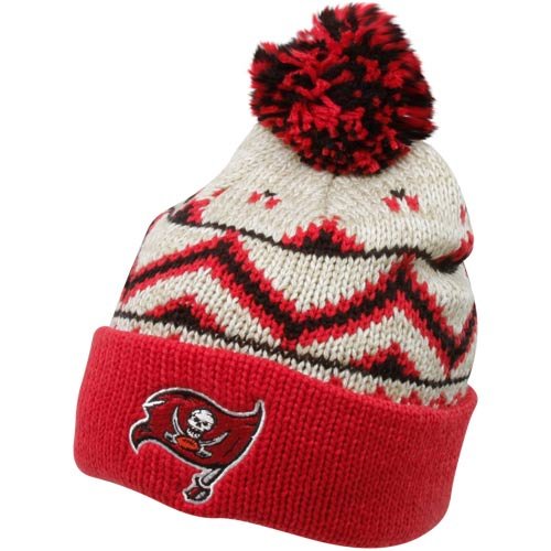 Reebok Tampa Bay Buccaneers Red-Natural Cuffed Pom Knit Beanie