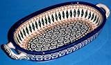 Polish Pottery Oval Baker w/ Handles 1 3/4 H x 5 W x 9 1/2 L