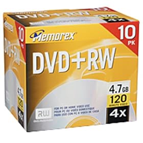 Memorex 4.7GB 4x DVD+RW Media (10-Pack) by Memorex