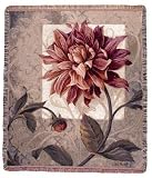 Dramatic Red Dahlia w/ Ornate Background Floral Tapestry Throw Blanket 50 x 60 Dramatic Red Dahlia w/ Ornate Background Floral Tapestry Throw Blanket 50 x 60