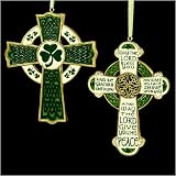 Set Of 2 Irish Blessing St. Patrick Cross Christmas Ornaments