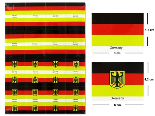 Deutschland Fanartikel Fan-Artikel Fußball EM WM Hut Brille Perücke Fahne, Fanartikel wählen:Aufkleber 32 Stk.