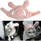 Bro'Bear Bunny Rabbit Hat with Ears for Cats & Small Dogs Party Costume Accessory Headwear (Pink Bunny, Small)