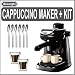 DeLonghi (EC5) Steam-Driven 4-Cup Espresso and Cappuccino Maker (Black) w/ Bodum (K633416) Espresso Spoon Set and Bodum (455410US) Espresso Glass Set