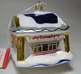 MCDonalds Classic Restaurant Hand Blown Glass Christmas Ornaments Set of 2