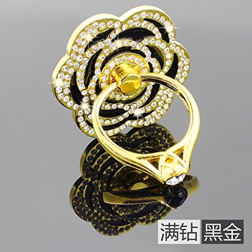 SHFT(TM) The Rose Design Fully Jewelled Diamante Bunker Ring Stand & Holder for iPhone 4 4S 5 5G Galaxy S2 S3 SIII S4 iPad iPod HTC Nokia All Cell Phones (Black Gold)