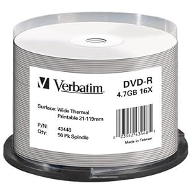 Verbatim 43448 DVD-R 16x Thermal Print 50pk