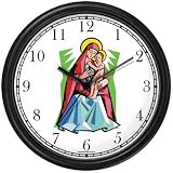 Mary & Baby Jesus or Madonna and Child No.3 - Christian Theme Wall Clock by WatchBuddy Timepieces (Slate Blue Frame)