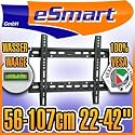 eSmart Wandhalterung LCD / PLASMA TV | 56-107 cm | 23-42 Zoll | VESA 75-300 | Super Flach! | Schwarz | Montagelöcher am TV max. 465 x 355 mm (Breite x Höhe)