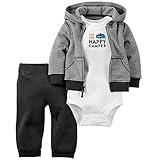 カーターズ carter's 男の子用ダークグレーI'm one HAPPY CAMPERフード付きジャケット上下3点セット (12months(72-78cm)) [並行輸入品]