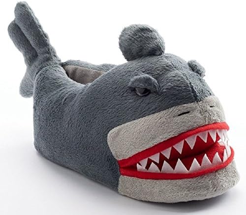 Boy's Hungry Shark Slippers (2-3 M US Little Kid, Grey)