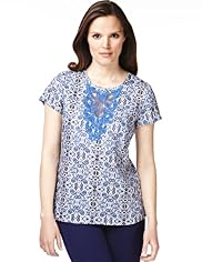 Pure Linen Floral T-Shirt