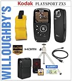 Kodak PlaySport ZX5 HD Waterproof Pocket Video Camera Bundle (Black) + Koda ....