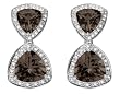 14k White Gold Trillion Cut Smoky Quartz and Diamond Earrings by Duneier of NY