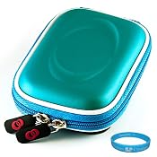Baby Blue Slim Compact Camera Case with Removable Carbineer for Sony Cybershot DSC-T DSC-W Series Digital Camera (Many Colors Available) + SumacLife TM Wisdom Courage Wristband