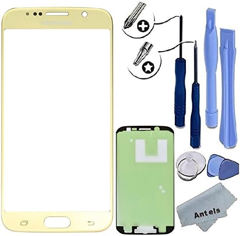 Antels Front Outer Glass Lens Screen Replacement For Samsung Galaxy S7 G930 + Tool Kit + Adhesive Tape + Cloth (Gold)