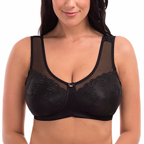 La Isla Women's Full Coverage Pretty Embroidery Wire Free Soft Cups Bra