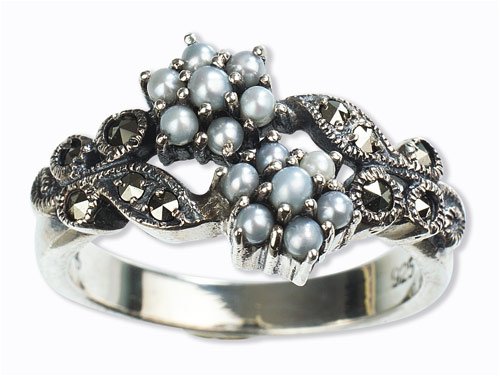 Gemini Silver Natural Seed Pearl Ring, Natural - by Dahlia Vintage Jewelry Collection