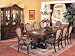 All new item 7 pc walnut finish wood Napoleon collection marble top double pedestal dining room table set