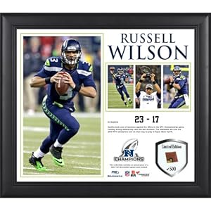 Russell Wilson Seattle Seahawks 2013 NFC Champions Framed 15'' x 17'' Collage-Limited Edition of 500 - Memories - Mounted Memories Certified