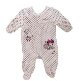 Baby Girls Long Sleeve Soft Velour Disney Minnie Mouse Embroidered Sleep Suit