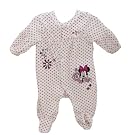 Baby Girls Long Sleeve Soft Velour Disney Minnie Mouse Embroidered Sleep Suit