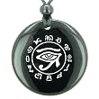 All Seeing and Feeling Eye of Horus Egyptian Amulet Black Onyx Magic Gemstone Circle Spiritual Powers Pendant Necklace