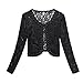 Modekini Women's Long Sleeves Sheer Floral Lace Pearl Cover Up Shrug