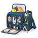 Picnic Time Malibu Insulated Shoulder Pack with Deluxe Picnic Service for 2, Navy Blue
