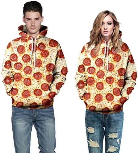 FSLP Couple Unisex Galaxy 3D Digital Funny Print Pizza Hip Hop Hoodie