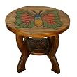 Handmade Kids Furniture - Carved Wood Childrens Table With Butterfly Design & Painted Accents