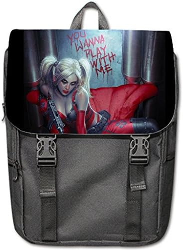 Halocow Custom Harley Quinn Casual Shoulders Backpack unique design Black