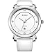BUREI® Women's Elegant Date Dress Watch with White Leather Band