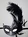 Masquerade Ball Venetian Black and Silver Swan Eye Costume Mask with Black Feather Decor