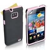 Caldo Rosa E Nero Duro E Morbido Silicone Gel Custodia Per Samsung Galaxy S2 i9100 Con Schermo Pellicola Protezionedi Yousave