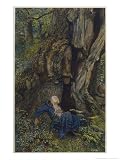 Merlin Reveals the Secrets of His Magic to Vivien Who Promptly Deserts Him Art Giclee Poster Print by Eleanor Fortescue Brickdale, 30x40