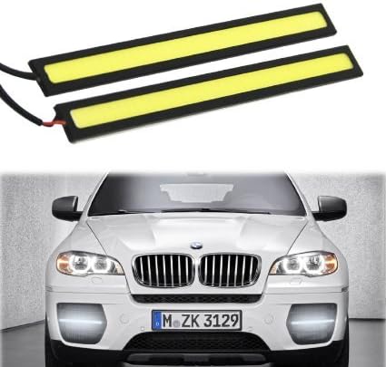 2 pcs Set High Power 6W 6000K Xenon Slim COB LED DRL Daylight For Car SUV Sedan Coupe Vehicle (White)