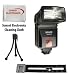 Swivel, Bounce & Zoom Slave Flash With Flash Bracket For The Sony DSLR-A100 A700 A300 A350 A200 DSC-H10 DSC-H5 DSC-H50 DSC-H3 H2, ALPHA A100 DSC-H50 H10 H9 H7 F505 DSC-H5 H7 H3 H1 Includes Bonus Mini Tripod & Exclusive SSE Micro Fiber Cleaning Cloth