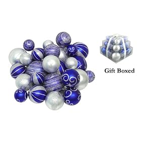 Pack of 27 Shatterproof Cobalt Blue & Silver Christmas Ball Ornaments