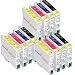 3 Sets of 4 Compatible Ink Cartridges Epson Stylus S20 SX100 SX105 SX200 SX205 SX400 SX405 S21 SX110 SX115 SX410 SX415 SX515W SX210 SX215 (Includes 3 Of Each Replacement For T0711 T0712 T0713 T0714)