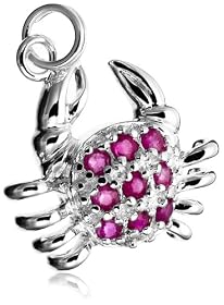 Sterling Silver Ruby Crab Charm