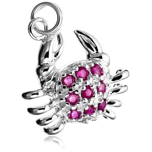 Buy Sterling Silver Ruby Crab Charm by Amazon.com Collection