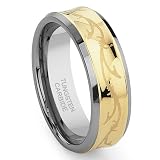 Concave Gold Vine Tungsten Carbide Celtic Wedding Band Ring