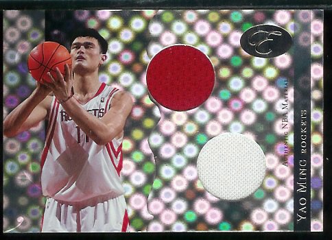 2006-07 Bowman Elevation Yao Ming Power Brokers Dual Relics 61/99 Houston Rockets Basketball Card- Mint Condition - Shipped In Protective Screwdown Case!