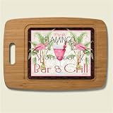 Large Cutting Board ~ Flamingo Lounge ~ made of bamboo with poly surface ~ co...