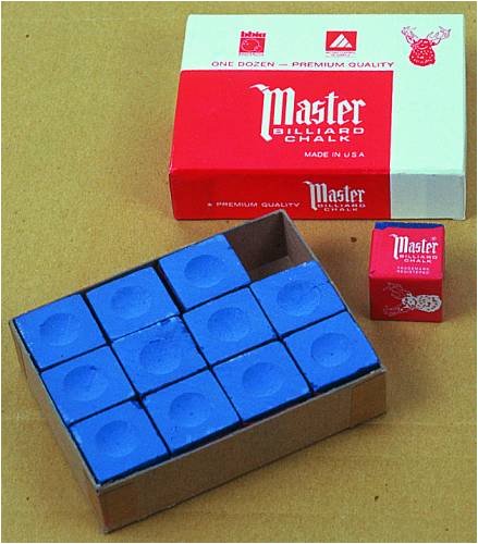 Original USA Billardkreide Master, 12 Stück im Karton (blau/grün/rot/grau)